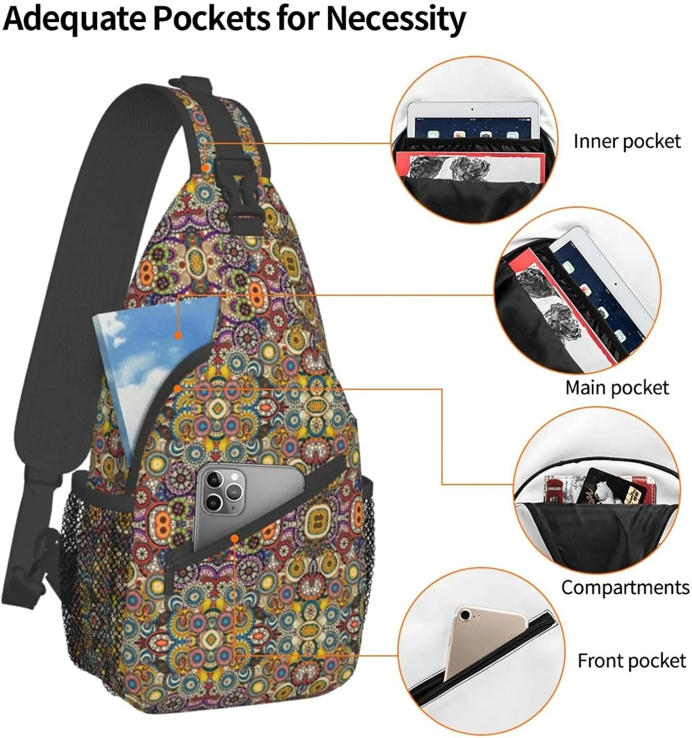England Symbols Unisex Crossbody Backpack Travel Hiking Casual Chest Bags Lightweight Fashion