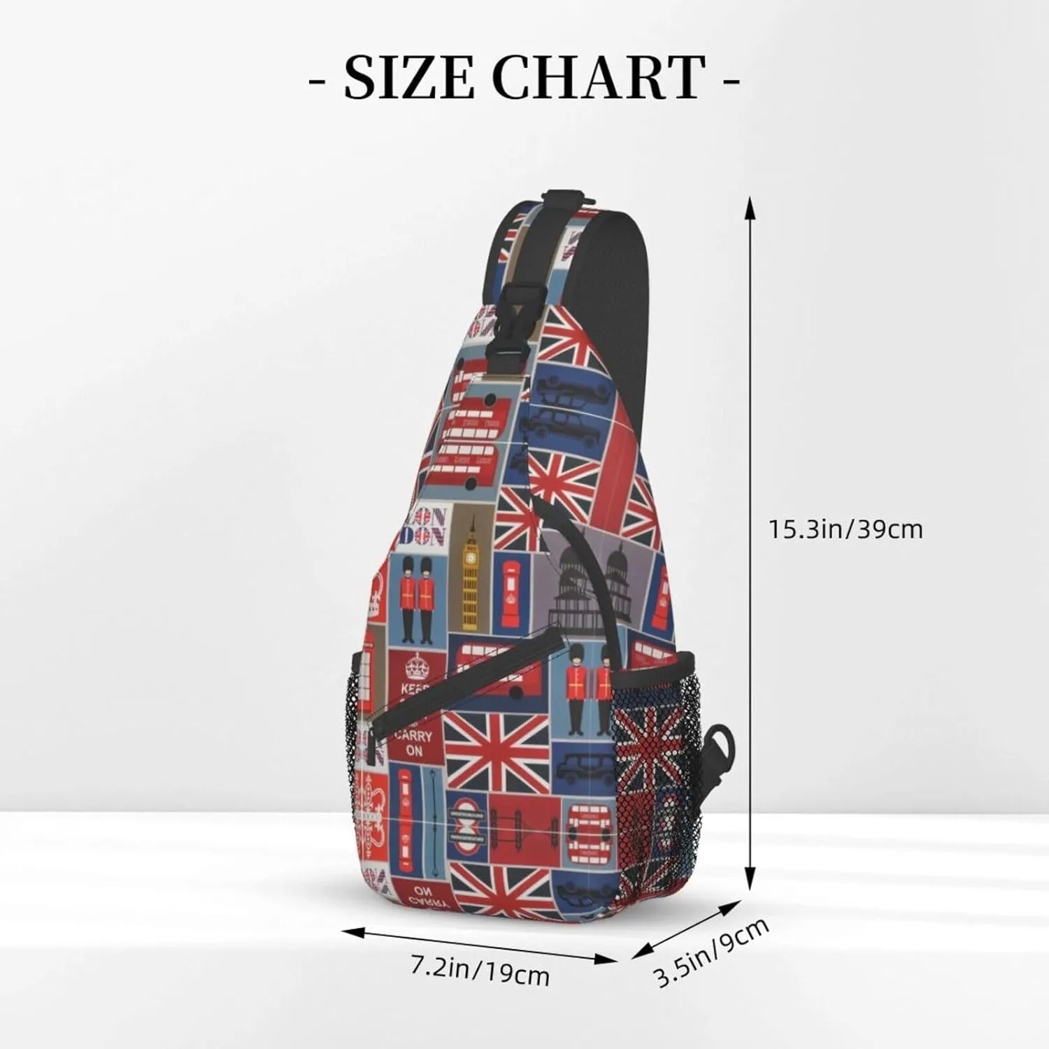 England Symbols Unisex Crossbody Backpack Travel Hiking Casual Chest Bags Lightweight Fashion