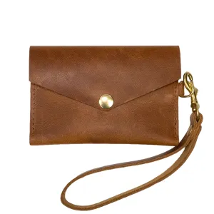 English Tan Pull Up Leather Snap Card Case Wallet