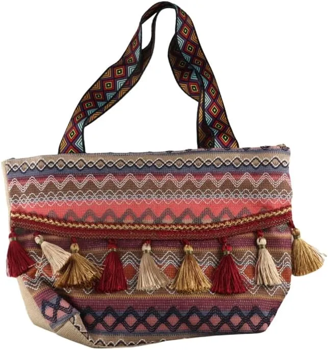 Ethnic Style Bohemian Shoulder Bag, Large Capacity Colorful Crossbody Bags Woven Tote Bag Handbag Messenger Bag, Color, One Size