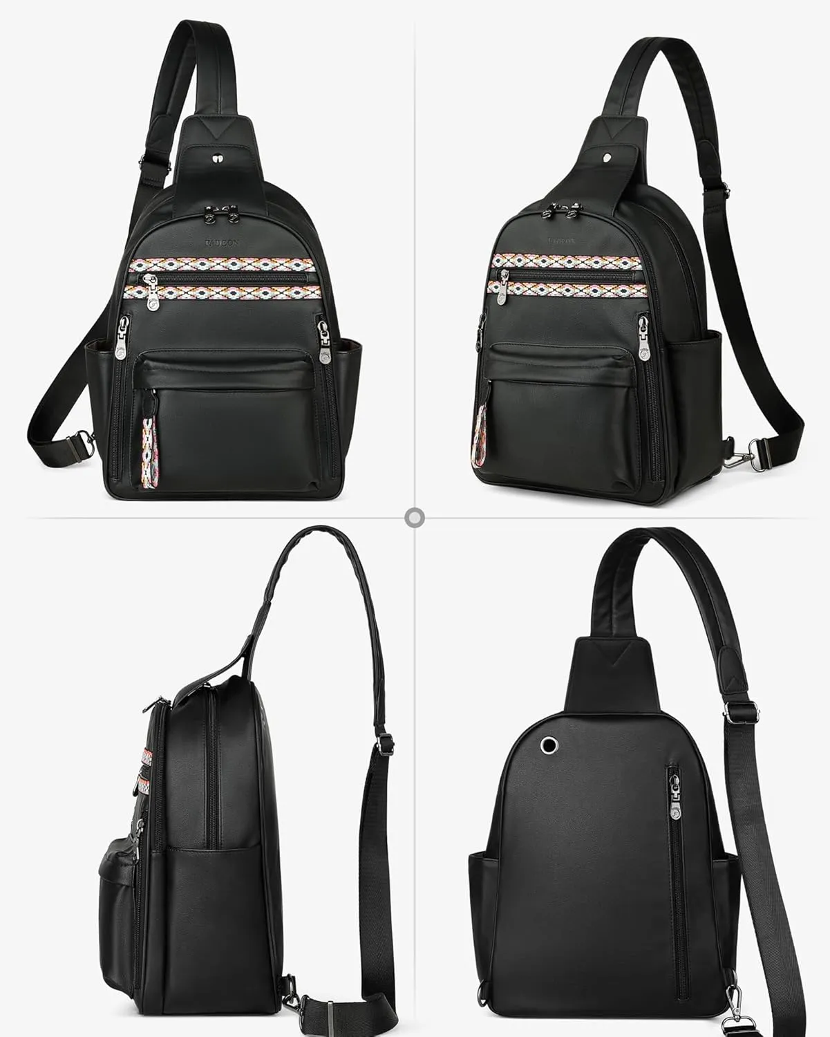 FADEON Sling Bag for Women Large Crossbody Purse Sling Backpack PU Leather Designer Anti Theft Sling Bags 4 RFID Card Slot