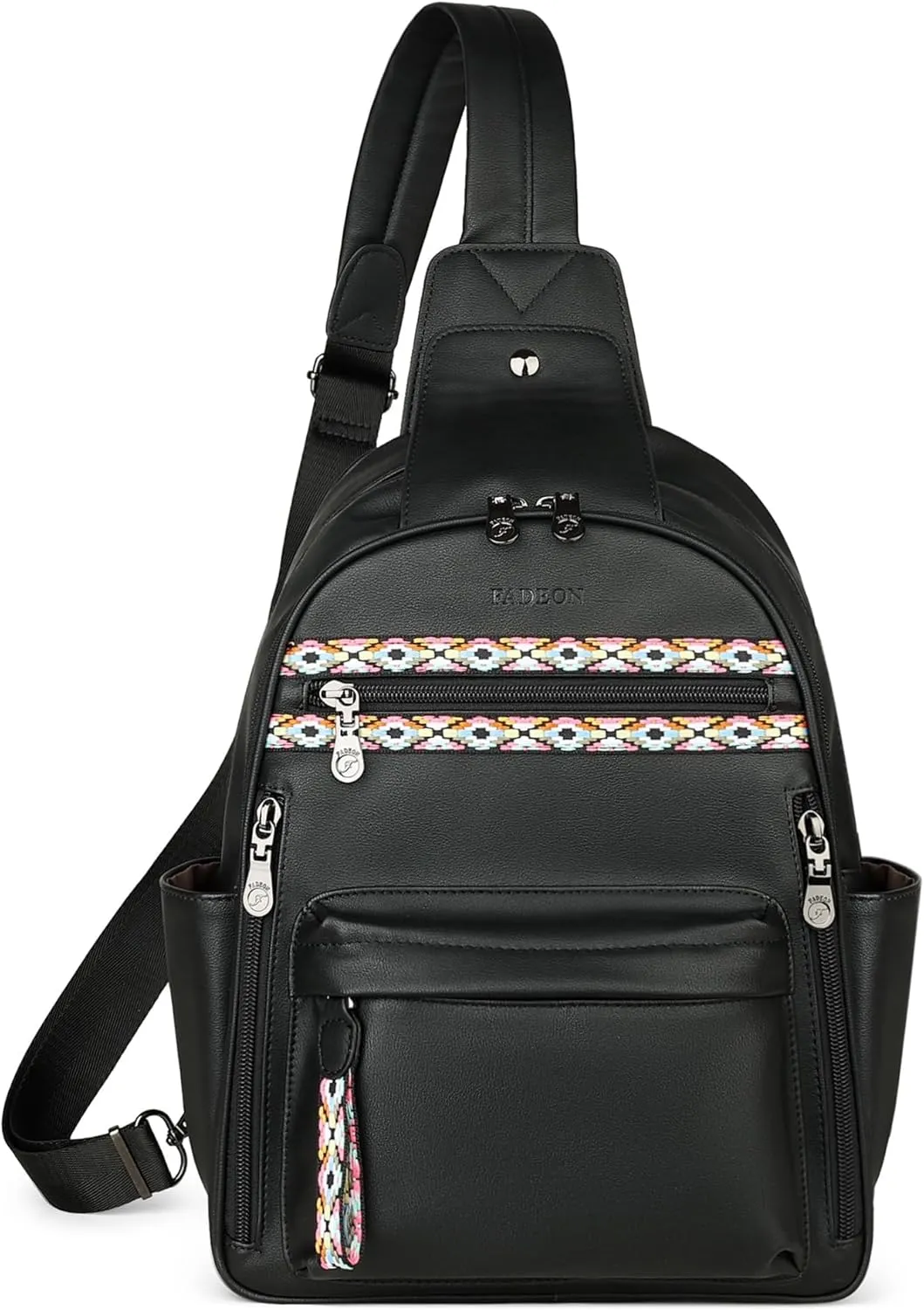 FADEON Sling Bag for Women Large Crossbody Purse Sling Backpack PU Leather Designer Anti Theft Sling Bags 4 RFID Card Slot