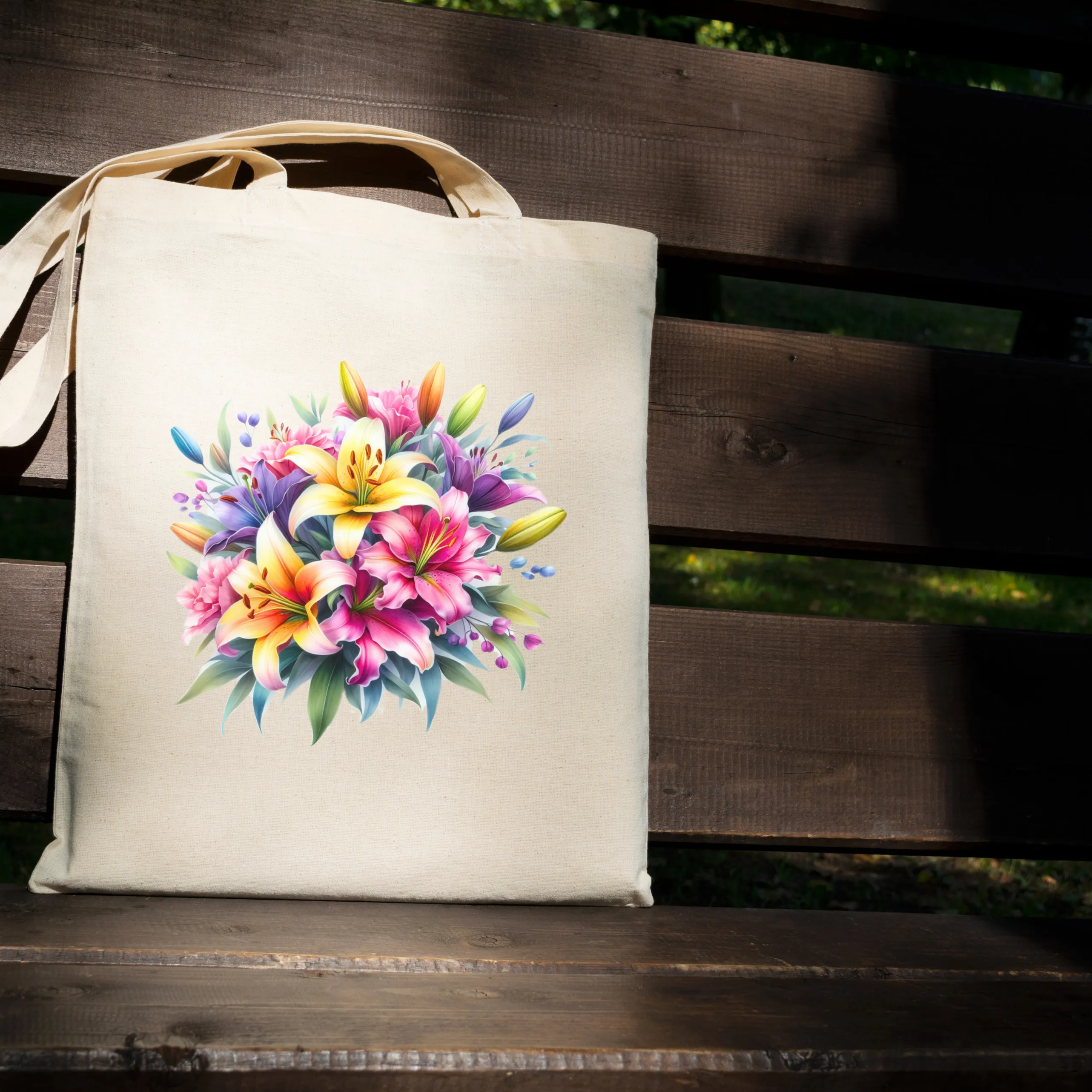 Fancy Florals - Lilies - Canvas Bag - 15" H x 15" W