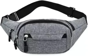 Fanny Pack for Women & Men Cute Waist Bag Travel Hip Pouch Adjustable Belt Waist Pack for Hiking Camp Sport Running, Grey, One Size