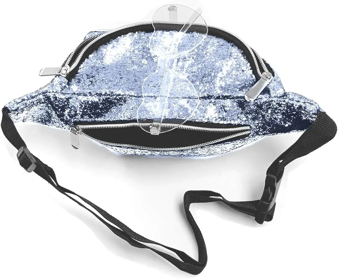 Fanny Pack Holographic with Heart Sunglasses, Adjustable Belts Crossbody Waist Bag for Women Men Daily Wear, Bachelor Party, Silver, Fashion