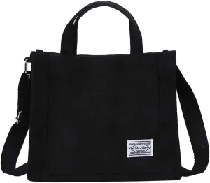 Fashion Bag Bag Handbag Corduroy Women's Casual Messenger Shoulder Canvas Bags over The Shoulder Bags (Black, One Size)