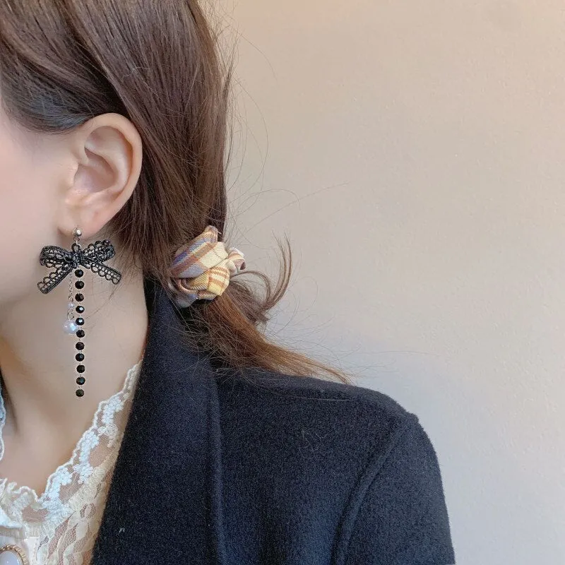 Fashion Korean Style Simple Black BowKnot Clip on Earrings