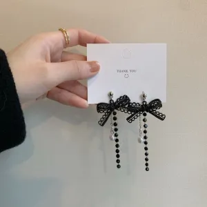 Fashion Korean Style Simple Black BowKnot Clip on Earrings