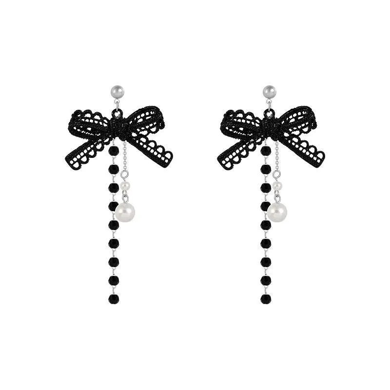 Fashion Korean Style Simple Black BowKnot Clip on Earrings