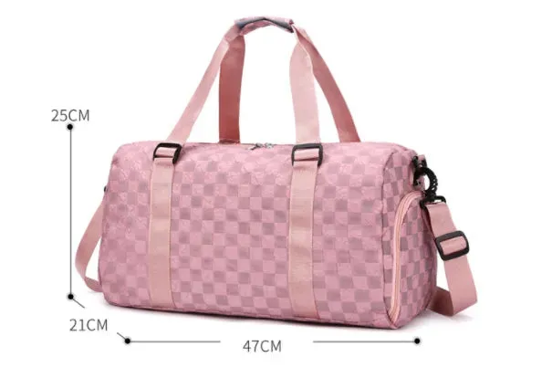 Fashion Plaid Workout Travel Bag Large Capacity Dry Wet Separation