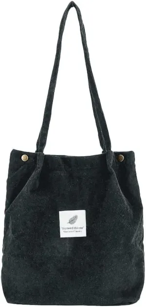 Fashion Travel Color Tote Shoulder Women Satchel Hand Bags Corduroy Bag Bag Shoulder Bags for (Black, One Size)