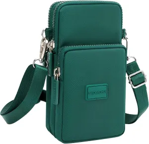Fashion Women's Shoulder Handbag Solid Color Non Printing Zipper Messenger Bag Mobile Phone Bags Nylon (Green, One Size)