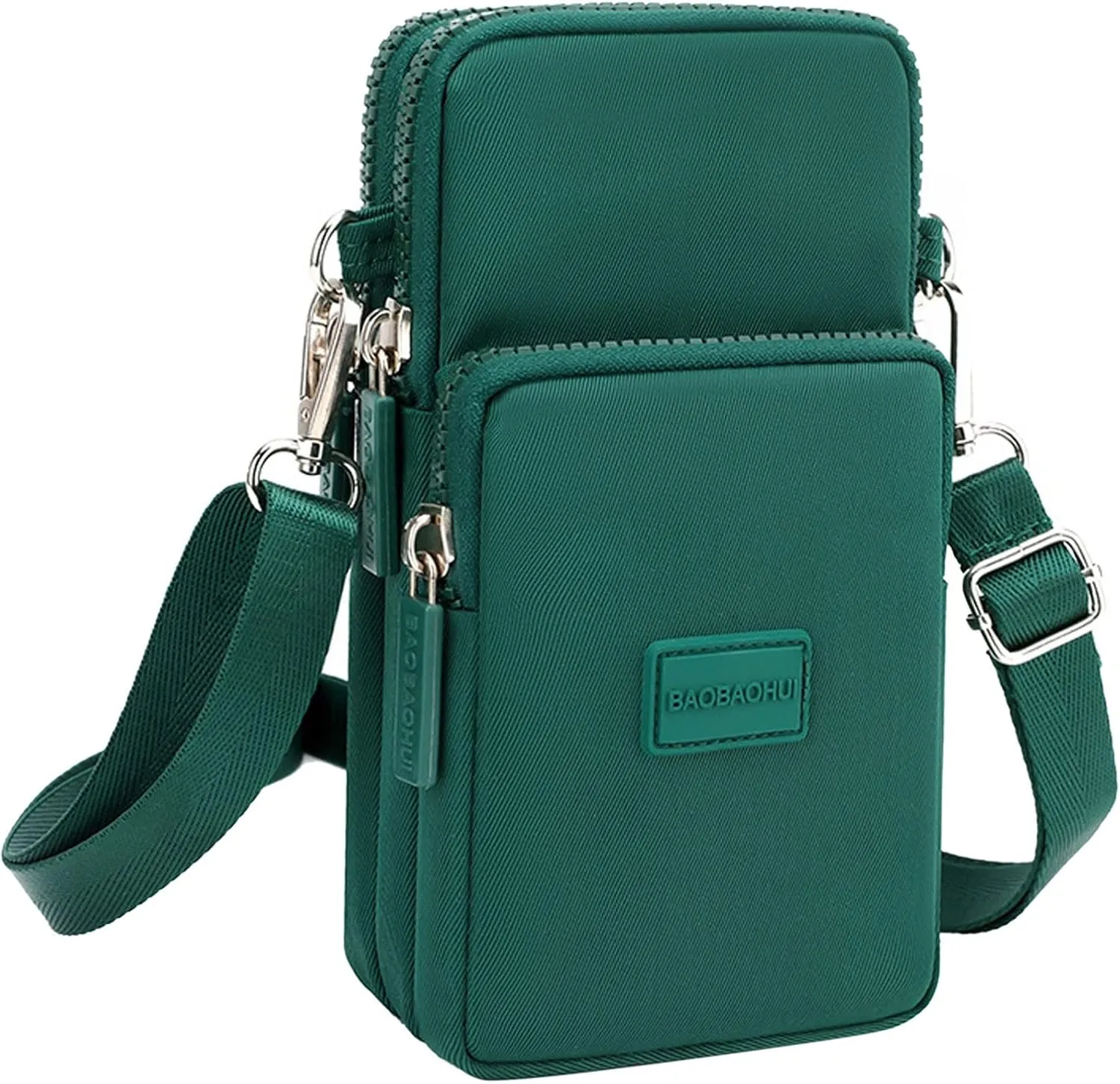 Fashion Women's Shoulder Handbag Solid Color Non Printing Zipper Messenger Bag Mobile Phone Bags Nylon (Green, One Size)