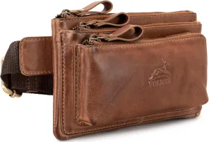 Fa.Volmer  Bum Bag/Belt Bag/Waist Bag in Real Leather for Men and Women | Black or Brown | Adjustable Strap up to 118 cm