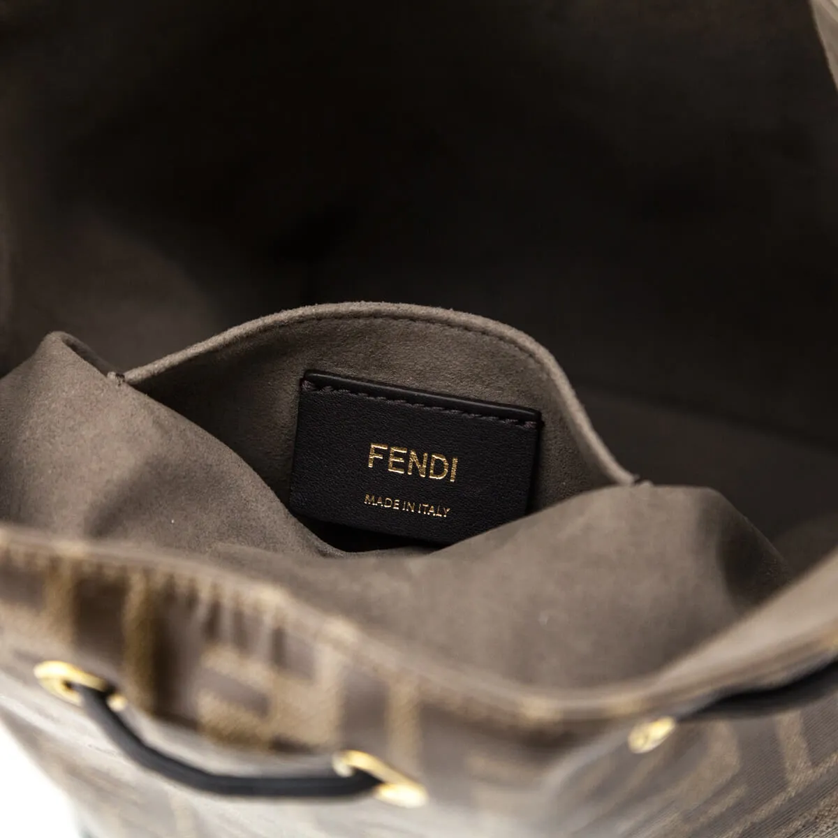 Fendi Black & Glazed Fabric FF 1974 Stamp Patch Small Mon Tresor Bucket Bag