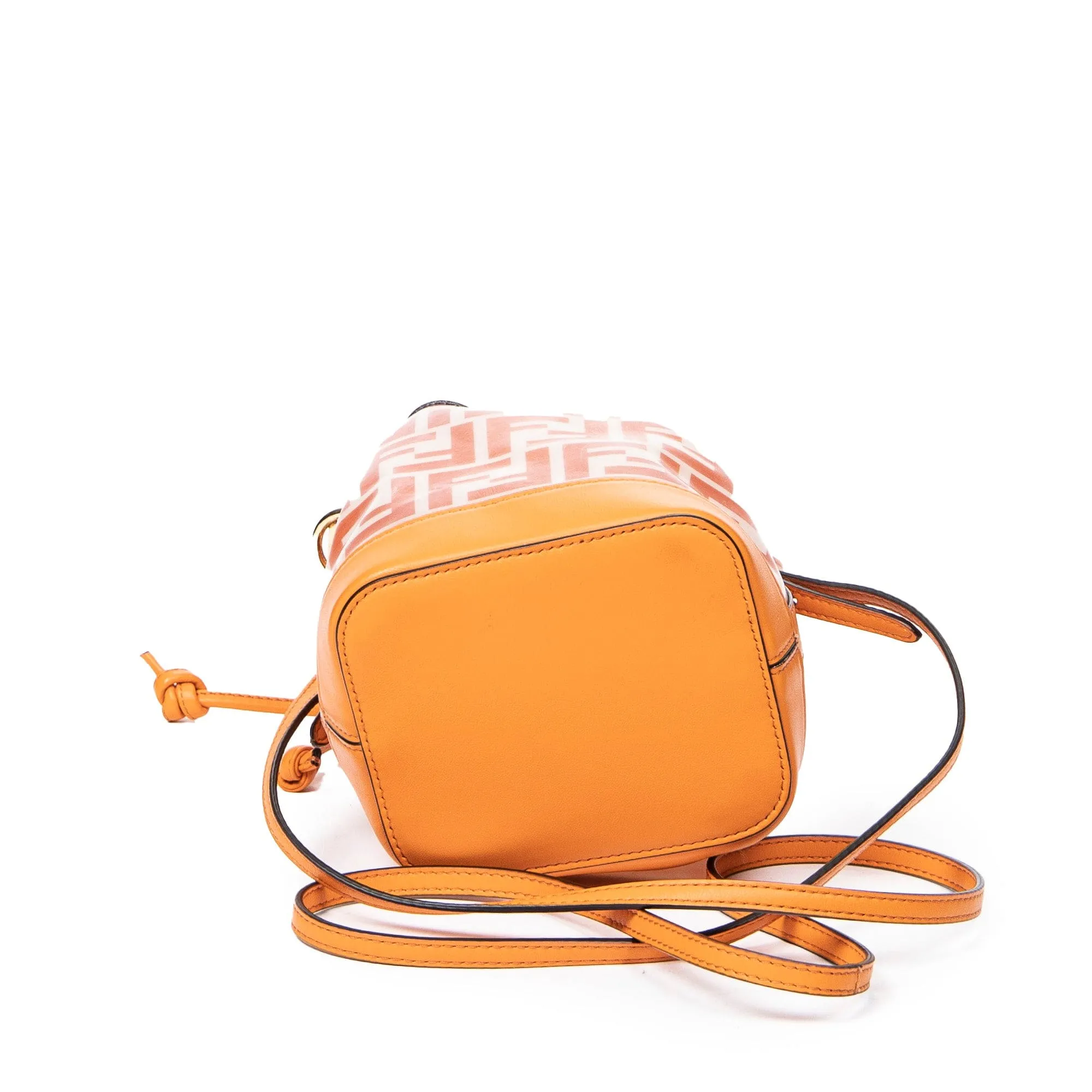 Fendi Mini Mon Tresor Bucket Bag Orange Calfksin Leather/PVC Canvas AWL4595