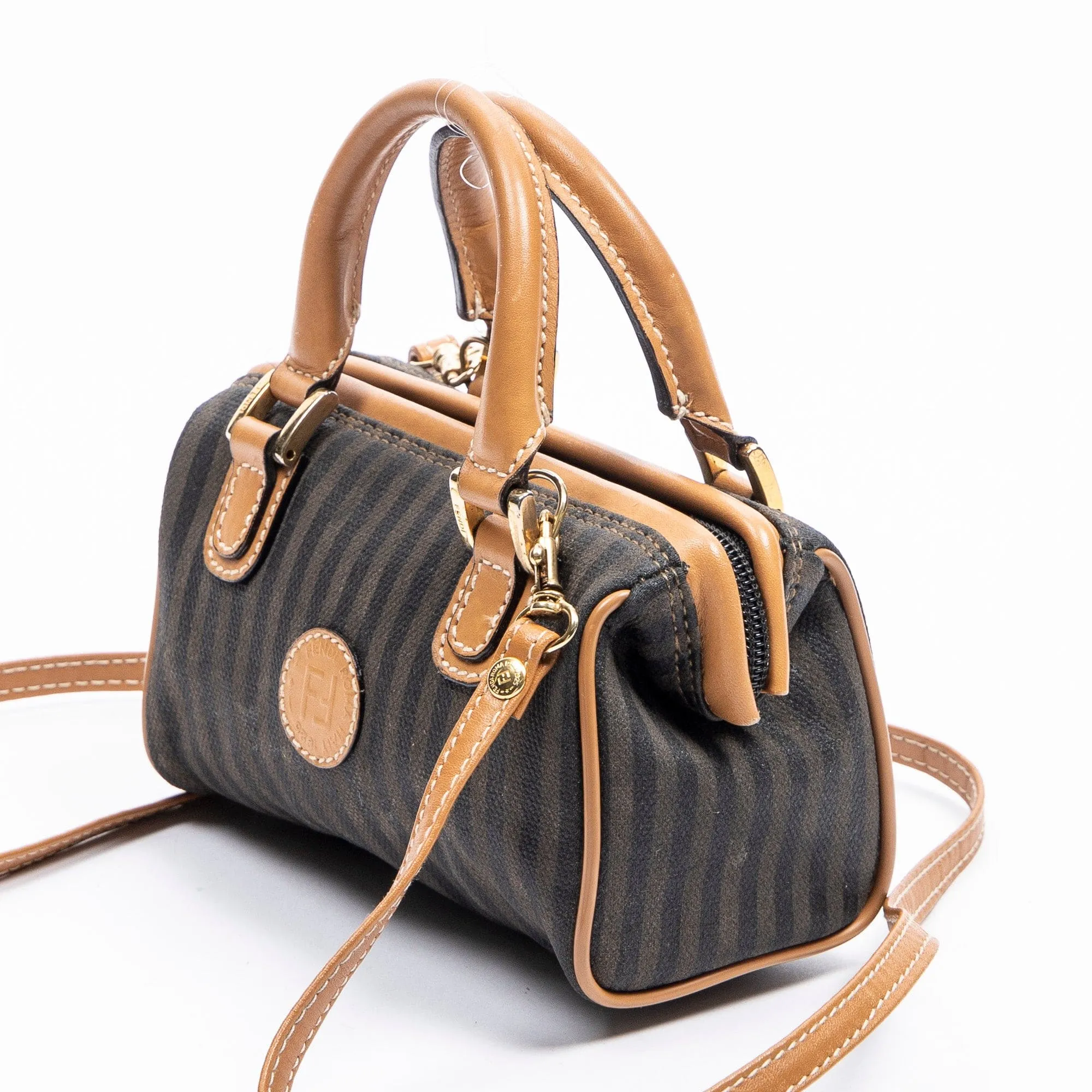 Fendi Vintage Pequin Mini Boston Shoulder Bag - AWC1615
