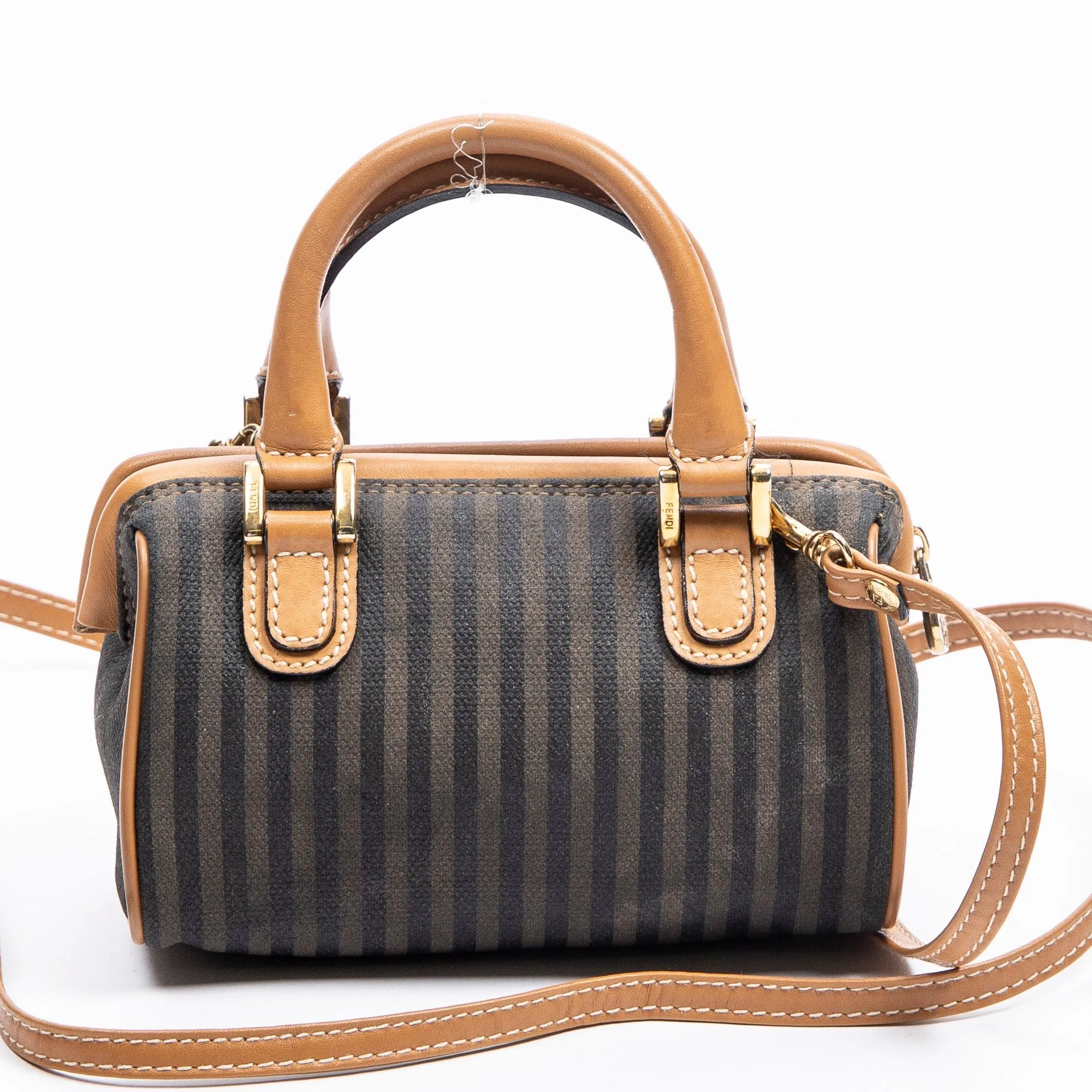 Fendi Vintage Pequin Mini Boston Shoulder Bag - AWC1615