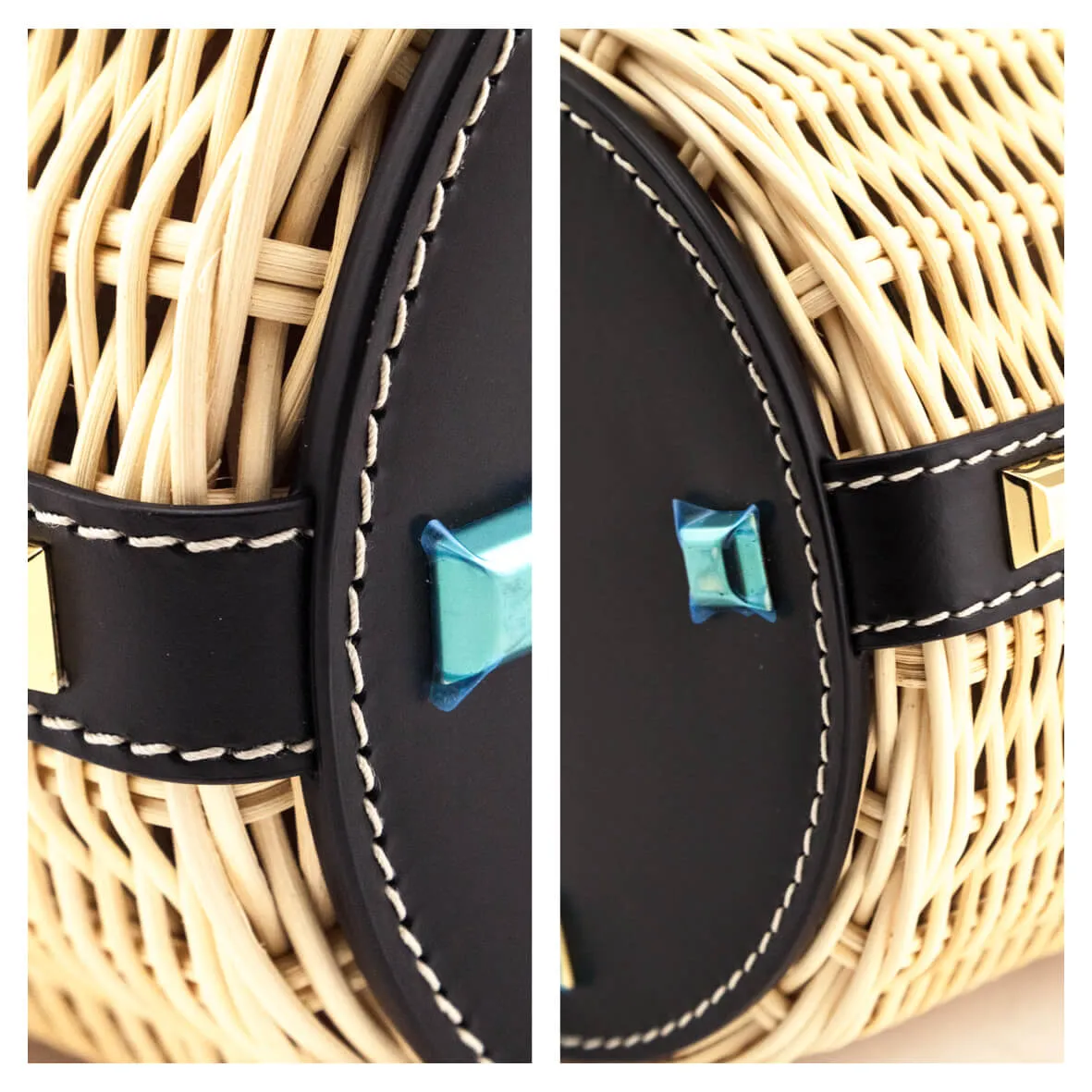 Ferragamo Black & Wicker Gancini Bucket Bag