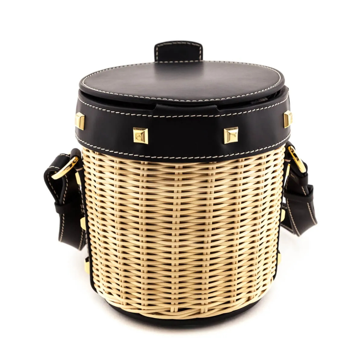 Ferragamo Black & Wicker Gancini Bucket Bag