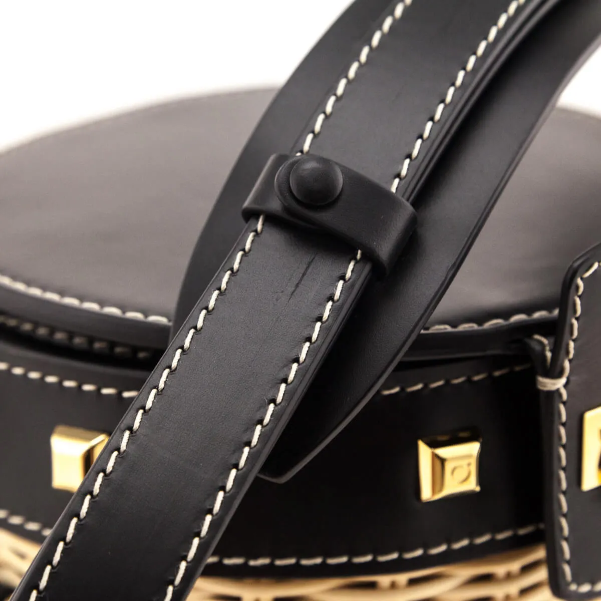 Ferragamo Black & Wicker Gancini Bucket Bag