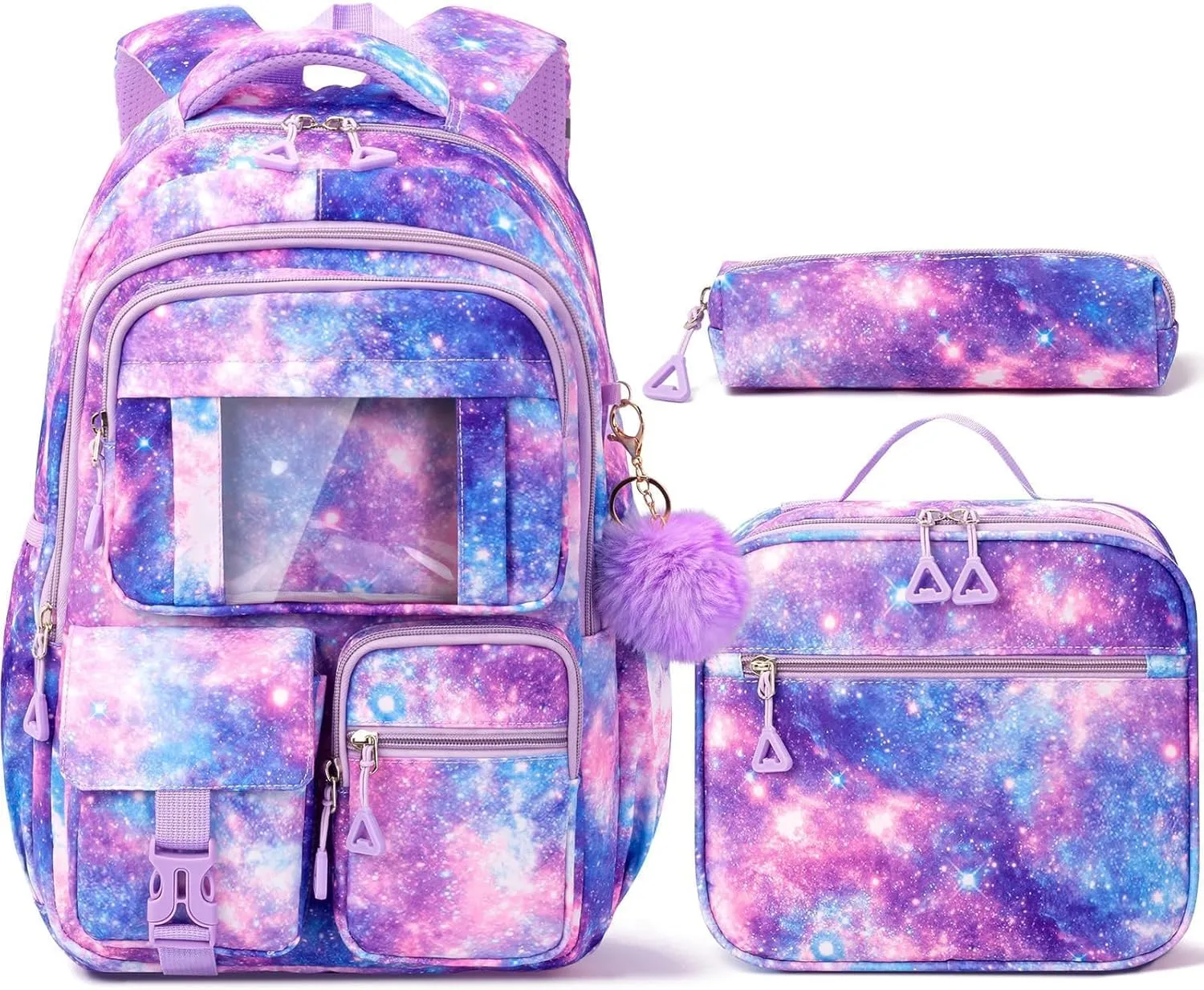 Fimibuke Girls Backpack with Lunch Box & Pencil Bag - Waterproof Kids Backpack for Ages 6  Elementary Middle School Teens, Roomy Interior & Multi-Pocket