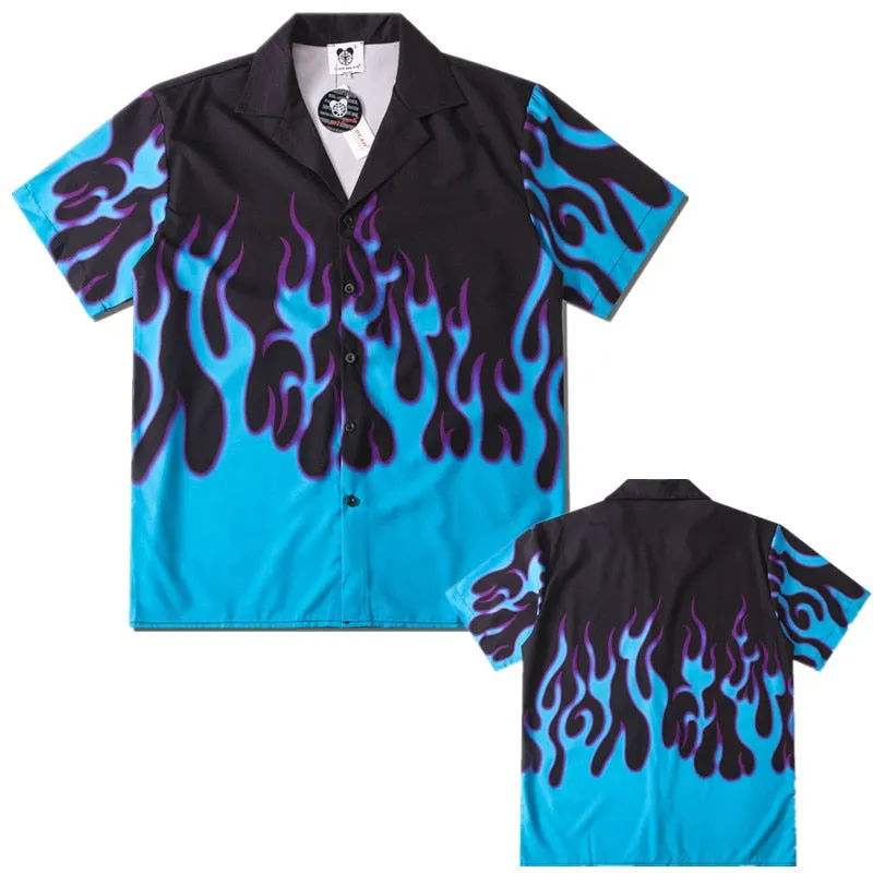 Fire Flame Harajuku Oversized Streetwear Shirt