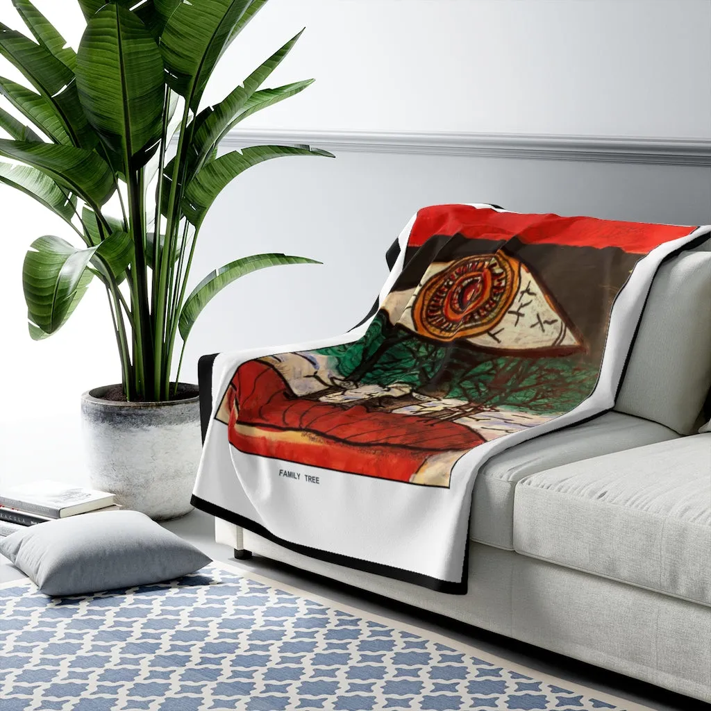 Fleece Blanket   AL BLUE DESIGNED ART FAMILY TREE