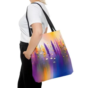 Flower Power Tote Bag with Purple Wild Flowers