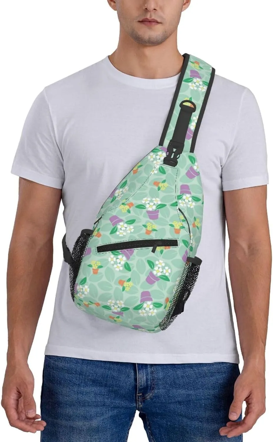 Flowers Chest Bags Crossbody Sling Bag Shoulder Bag Travel Hiking Daypack For Men Women