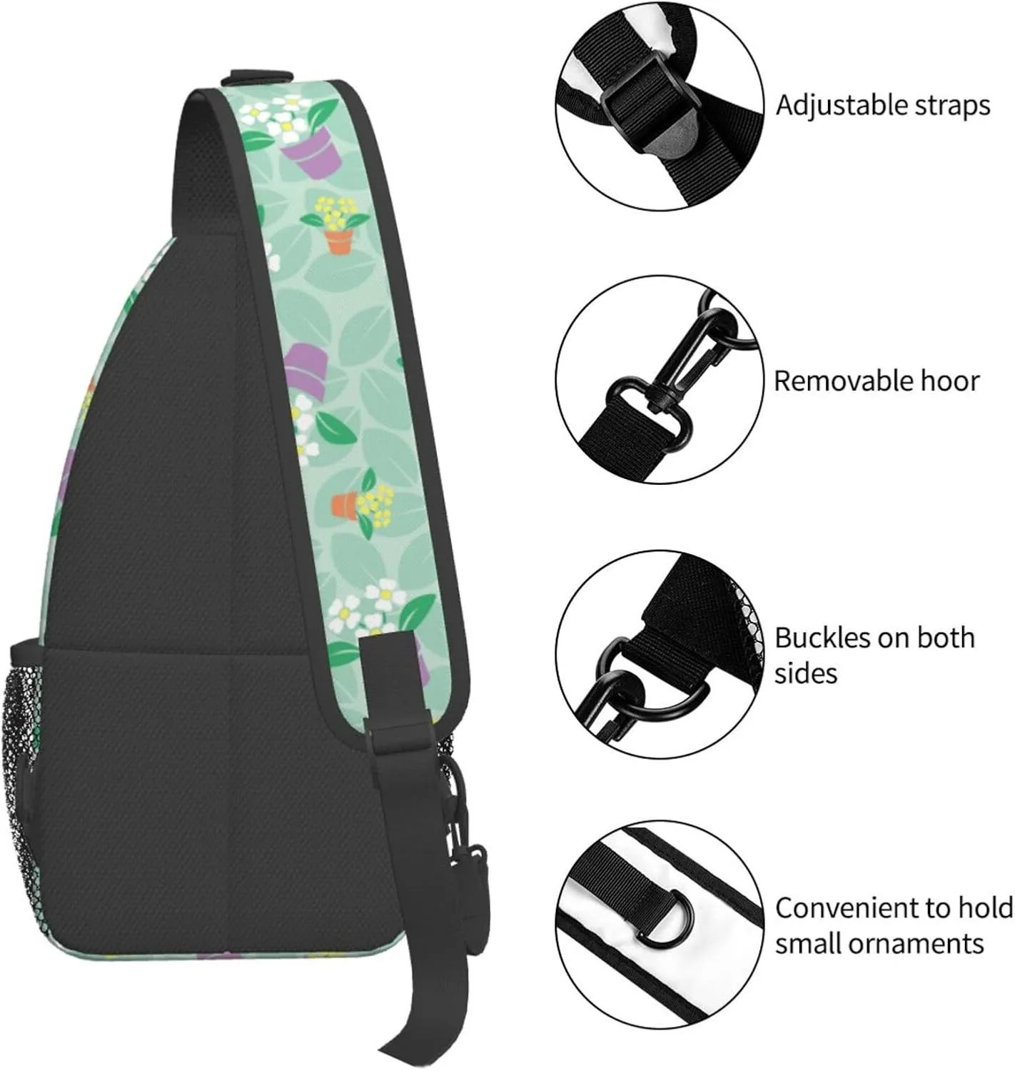 Flowers Chest Bags Crossbody Sling Bag Shoulder Bag Travel Hiking Daypack For Men Women