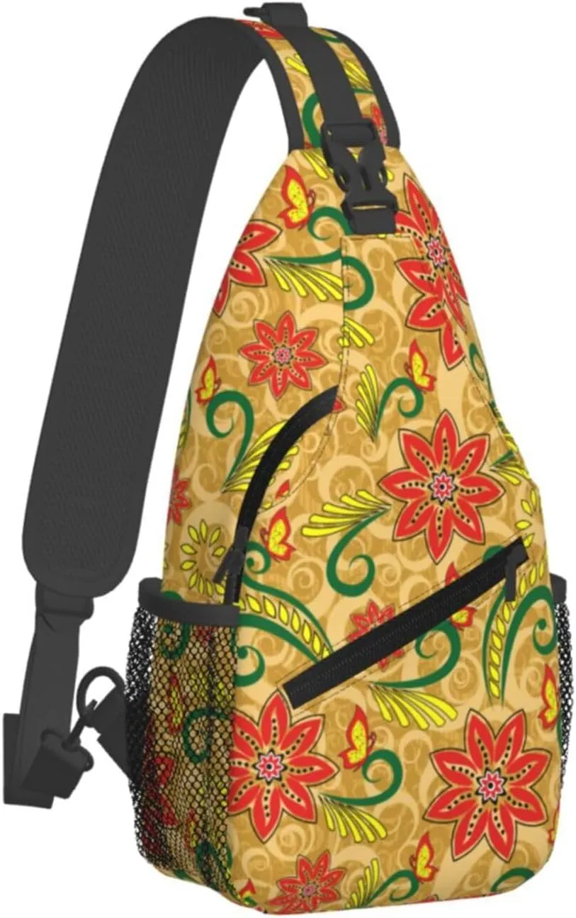 Flowers Chest Bags Crossbody Sling Bag Shoulder Bag Travel Hiking Daypack For Men Women