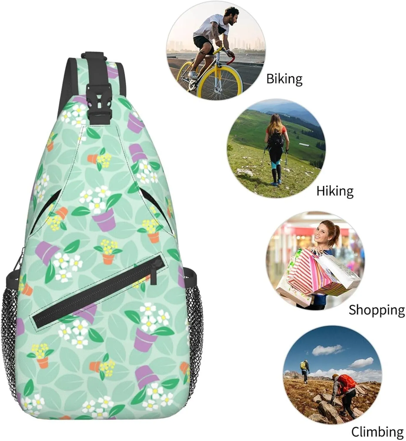 Flowers Chest Bags Crossbody Sling Bag Shoulder Bag Travel Hiking Daypack For Men Women