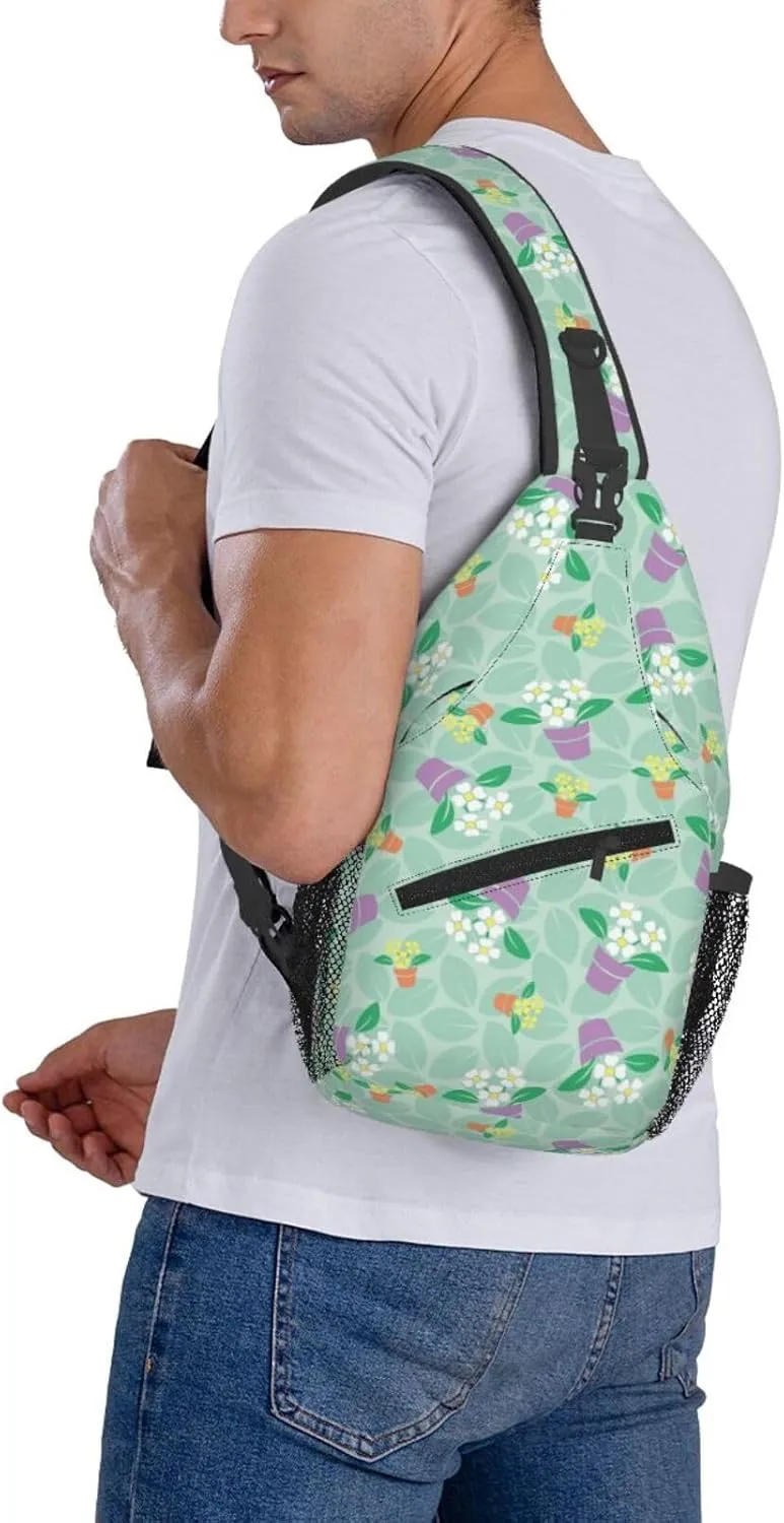 Flowers Chest Bags Crossbody Sling Bag Shoulder Bag Travel Hiking Daypack For Men Women