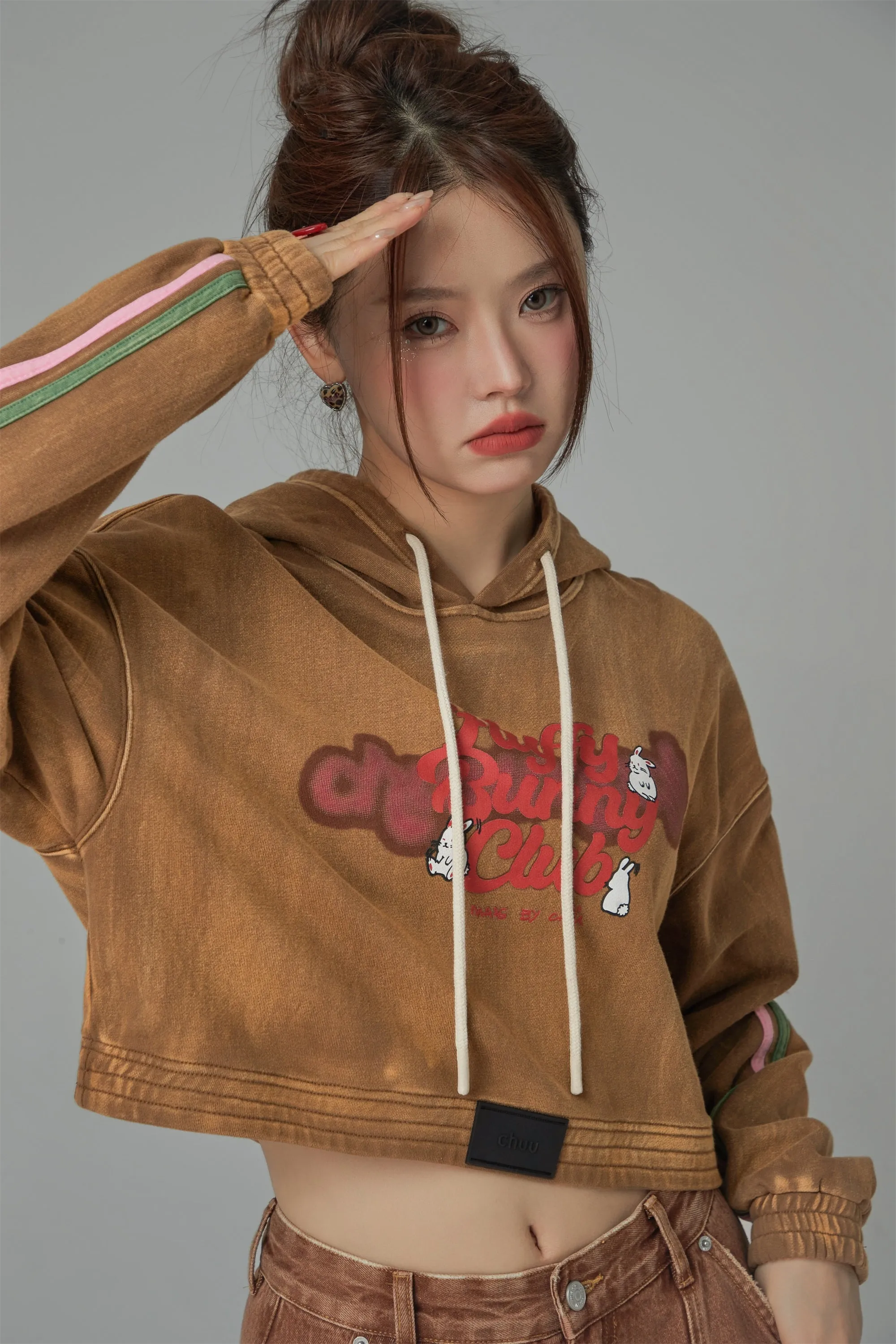 Fluffy Bunny Club Crop Hoodie