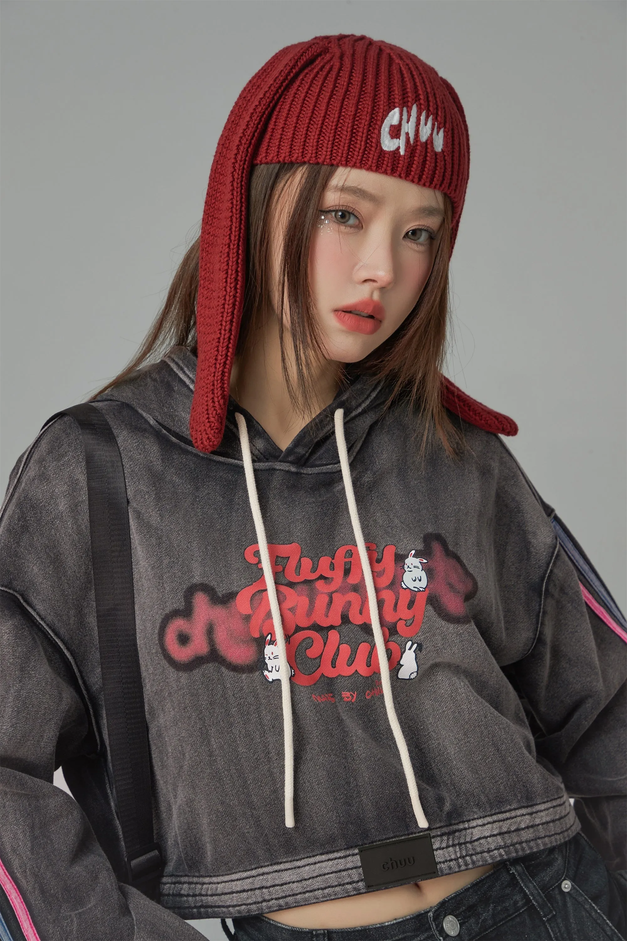 Fluffy Bunny Club Crop Hoodie