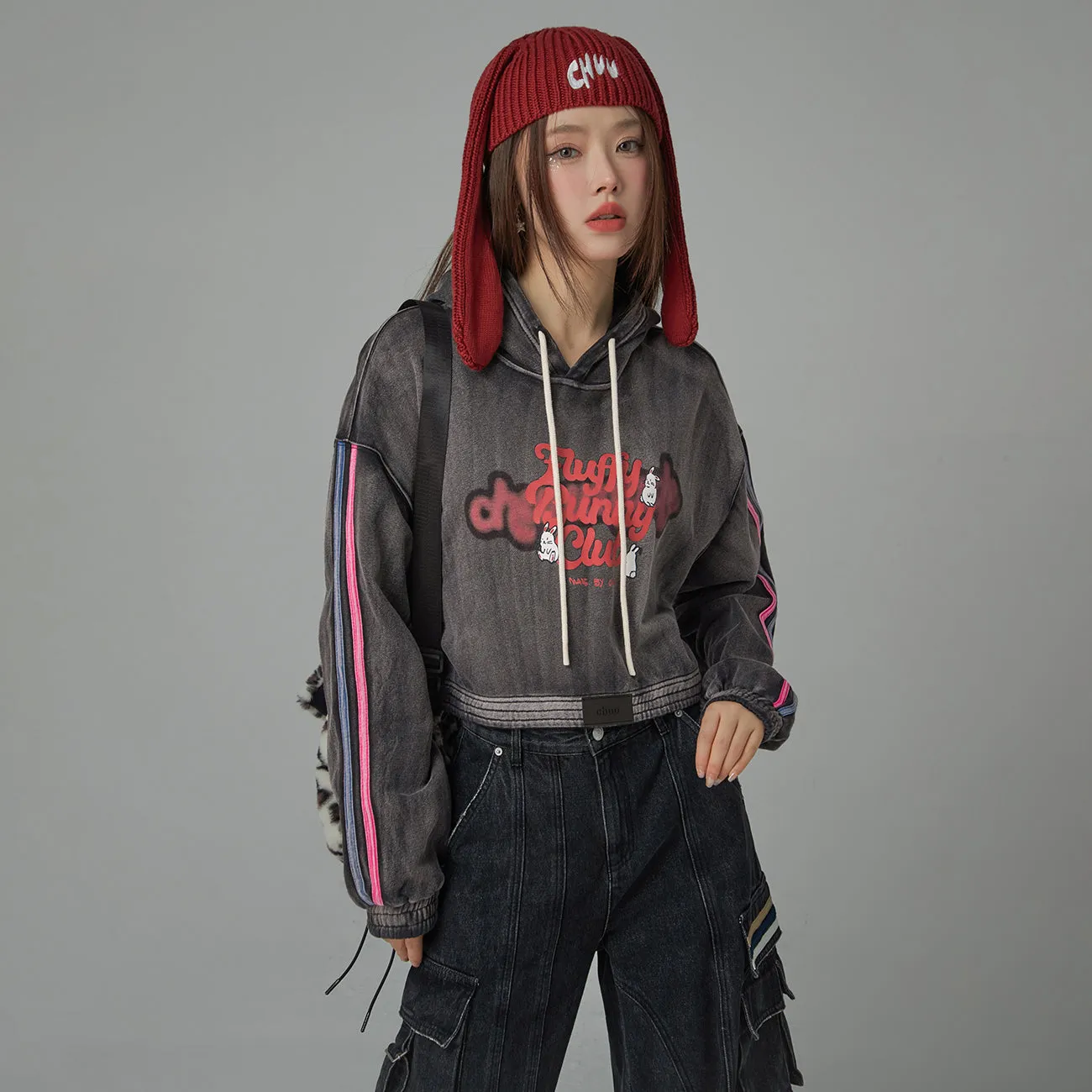 Fluffy Bunny Club Crop Hoodie