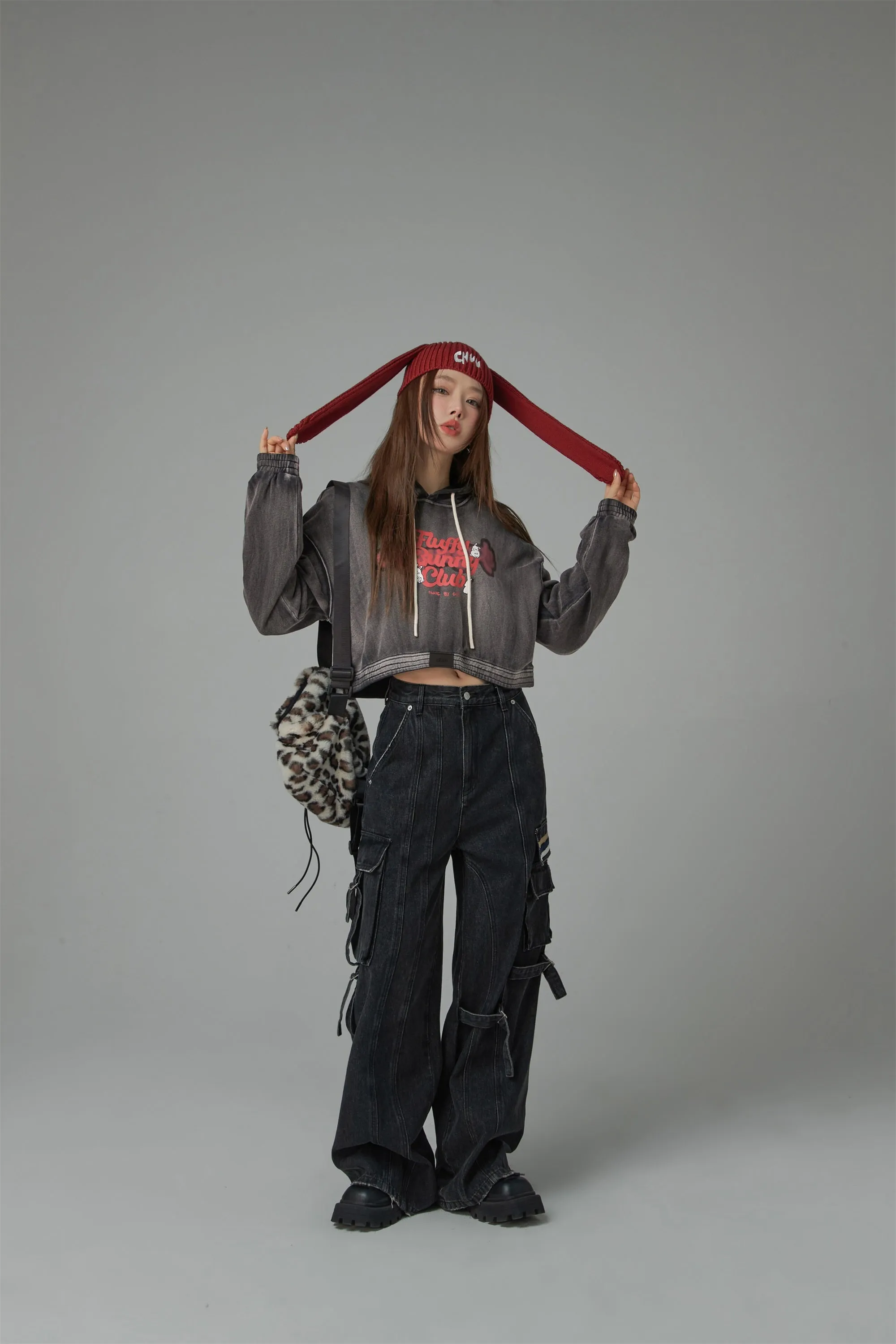 Fluffy Bunny Club Crop Hoodie