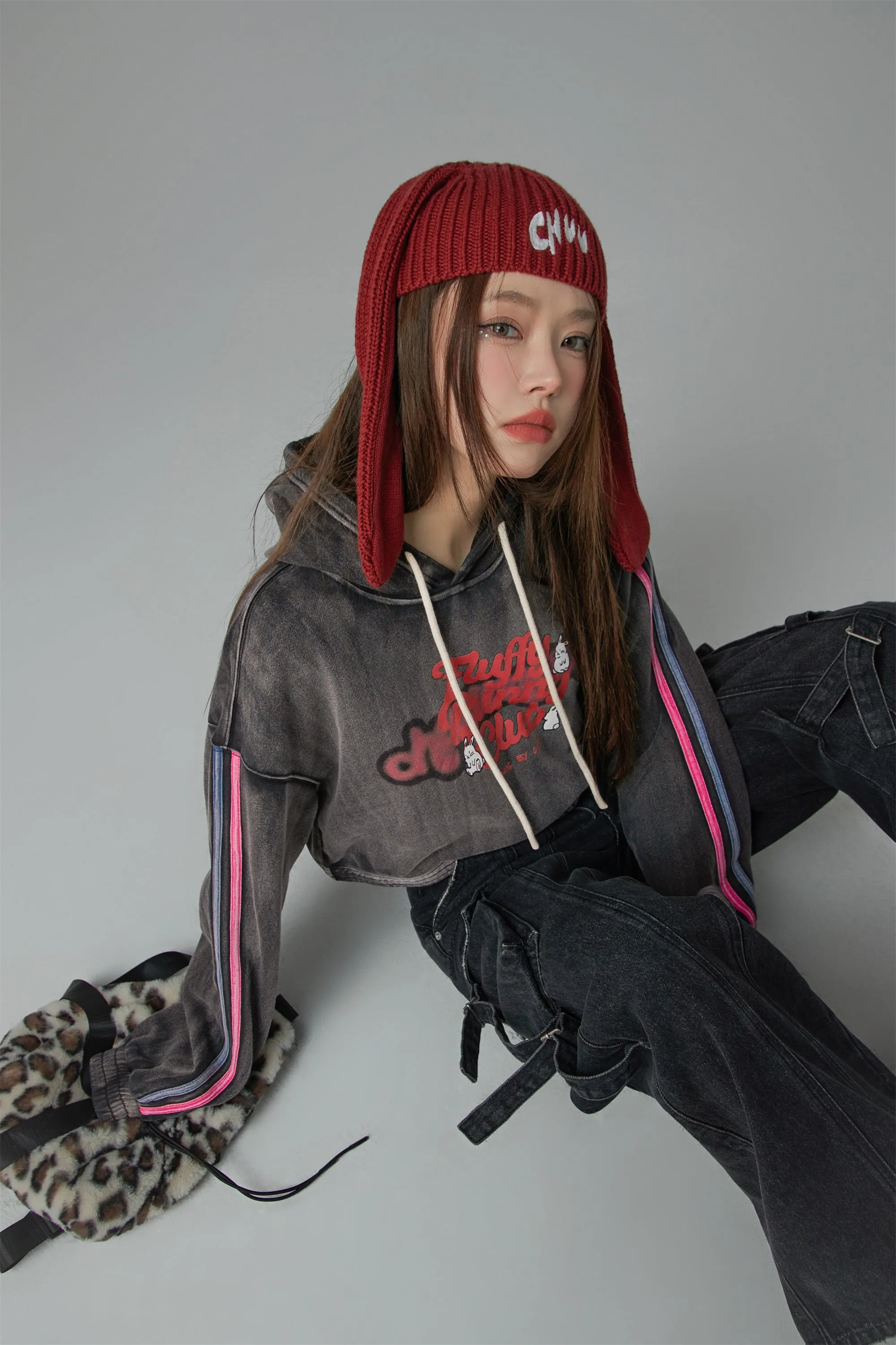 Fluffy Bunny Club Crop Hoodie
