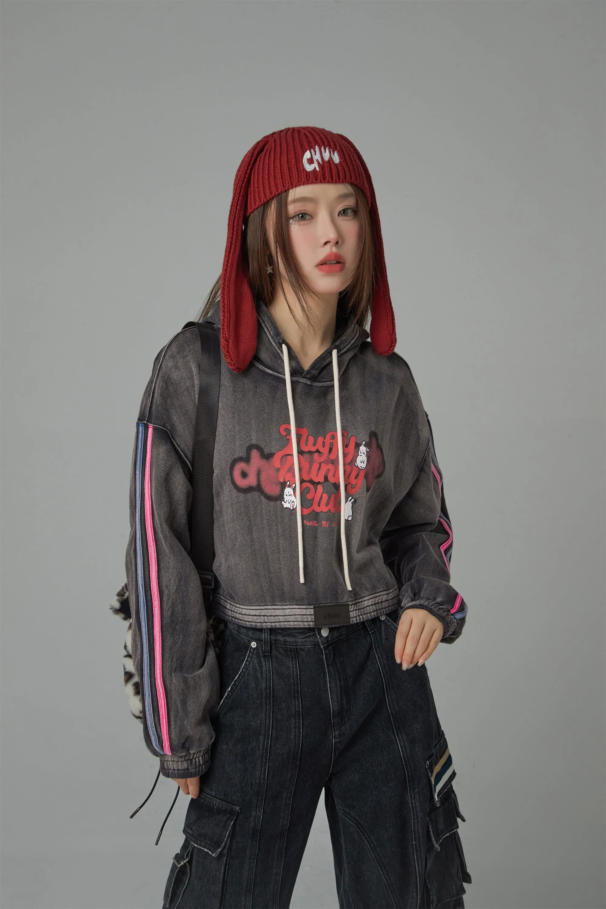 Fluffy Bunny Club Crop Hoodie
