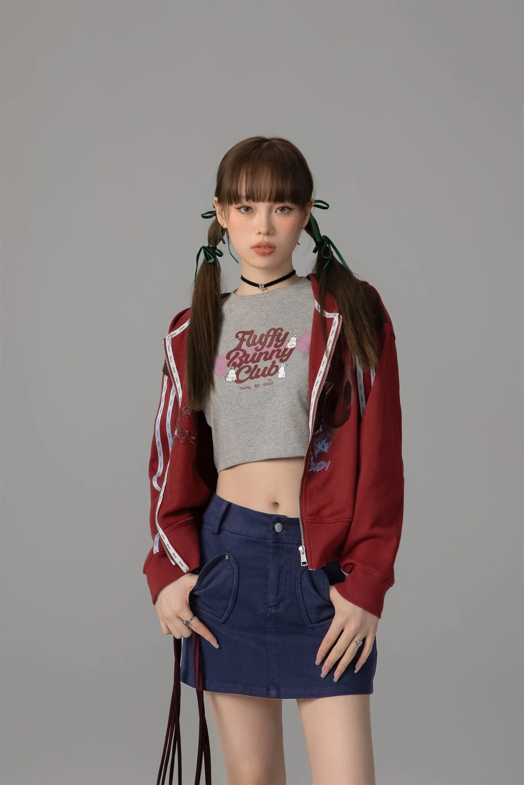 Fluffy Bunny Crop Long-Sleeves Top