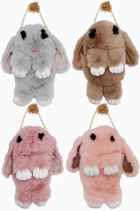 Fluffy Bunny Crossbody Purse Bag