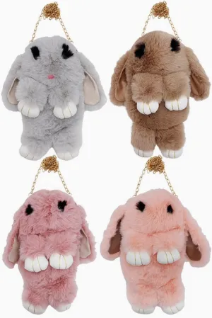 Fluffy Bunny Crossbody Purse Bag