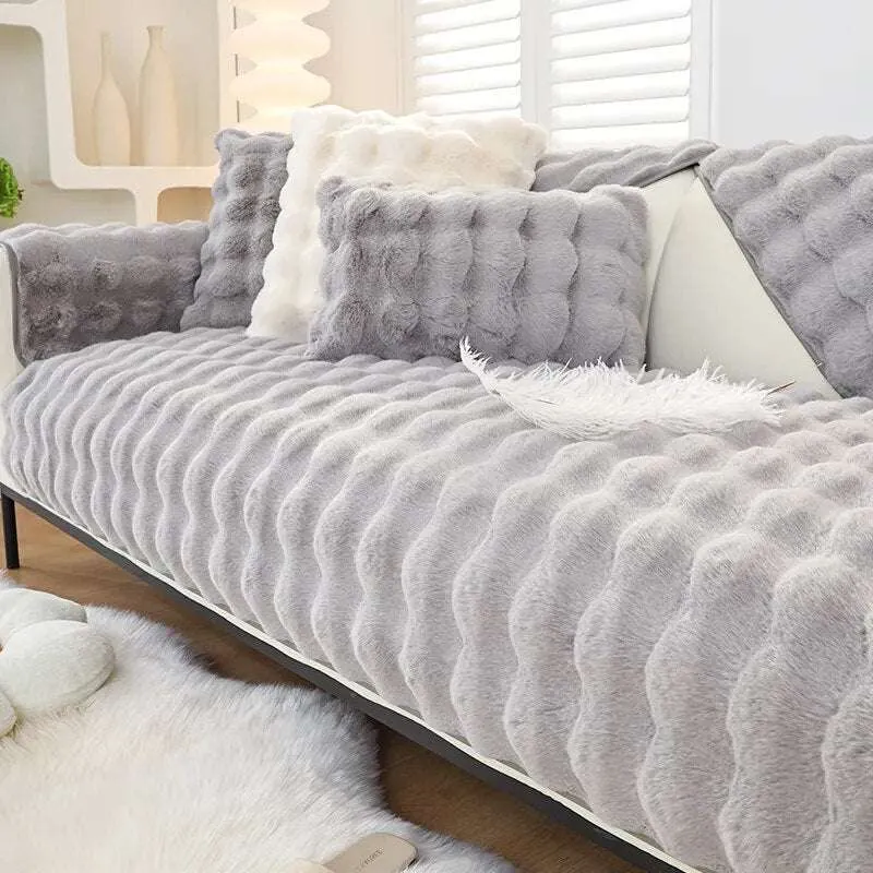 Fluffy Rabbit Plush Sofa Cover
