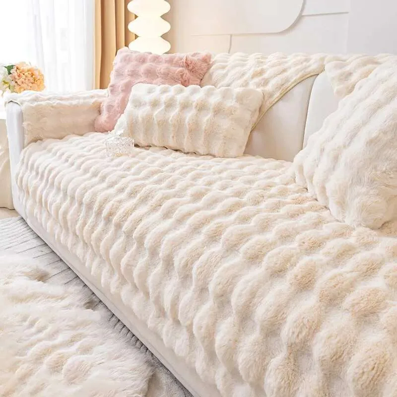 Fluffy Rabbit Plush Sofa Cover
