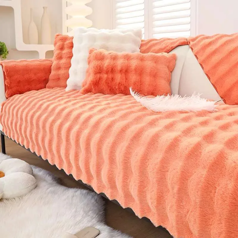Fluffy Rabbit Plush Sofa Cover