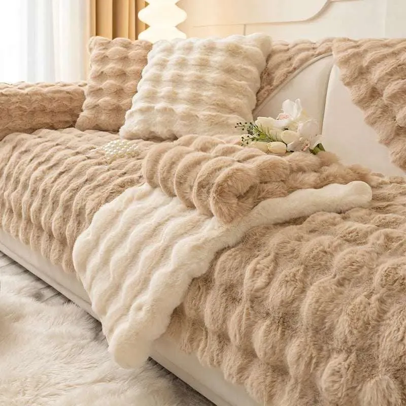 Fluffy Rabbit Plush Sofa Cover