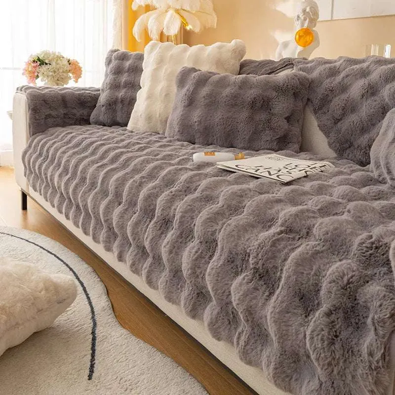 Fluffy Rabbit Plush Sofa Cover
