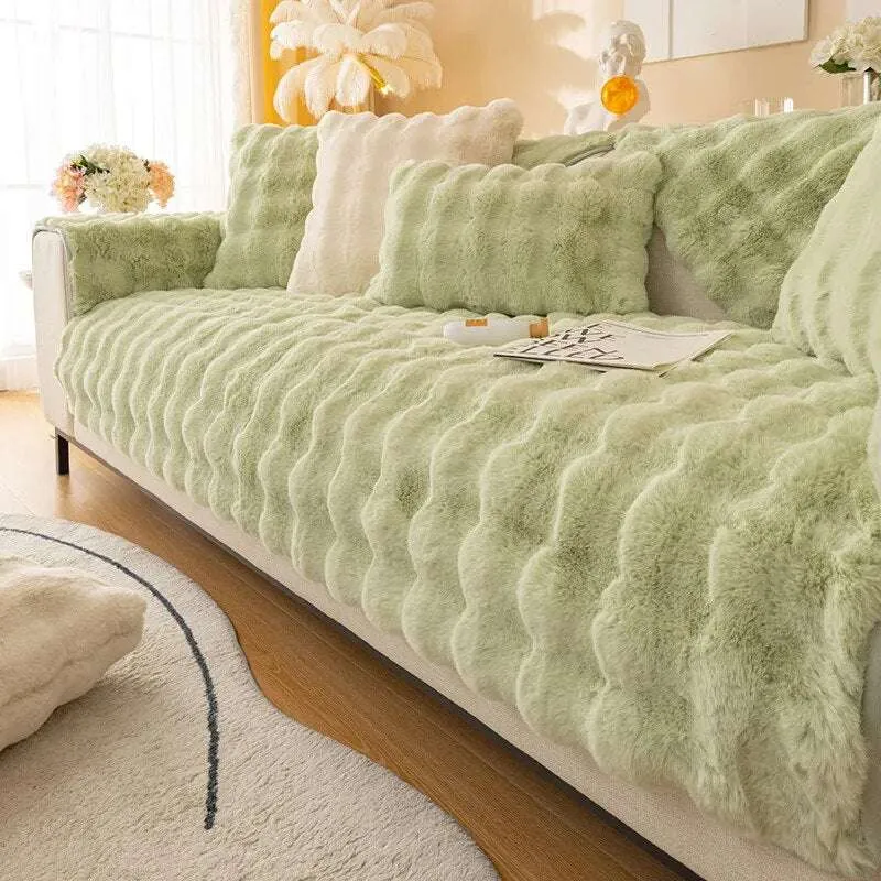 Fluffy Rabbit Plush Sofa Cover