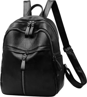 FNKDOR Women's School Backpack Faux Leather Teenager Girls Fashionable Multiple Compartment Travel Backpack 11.6 x 10 x 3.9 Inches